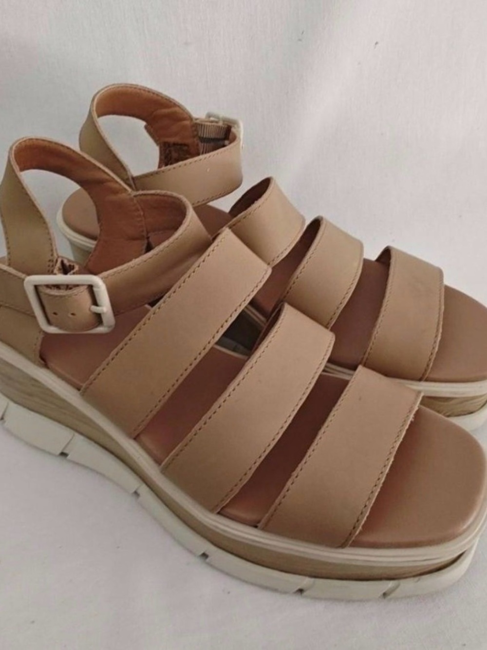 Sorel Joanie III Ankle Strap Wedge Sandals | Camel Leather | Size 7 - Picture 2 of 5